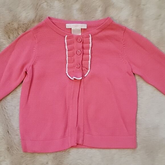 JANIE AND JACK PINK 3-BUTTON CARDIGAN, SIZE 3-6 MONTHS - Picture 2 of 7